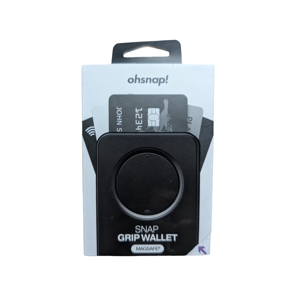 Gg3-O OhSnap Snap Magnetic MagSafe Phone Grip RFID Card Wallet - Boring Black